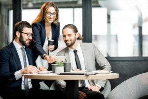 Business people in the cafe