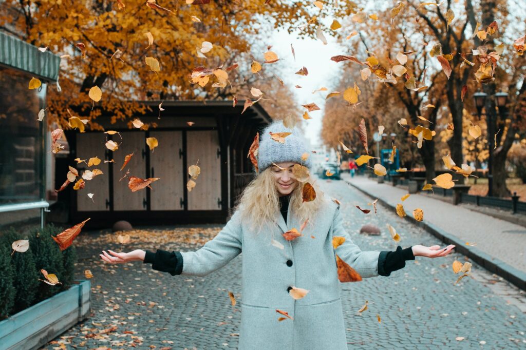 Woman in an autumnal landscape